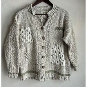 Tivoli Handknit Cardigan Sweater S M Linen Cotton Chunky Coastal Lagenlook